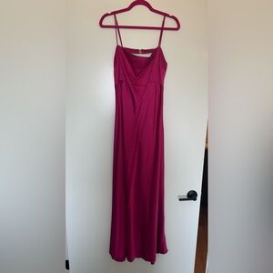Satin Cowl back slip midi dress